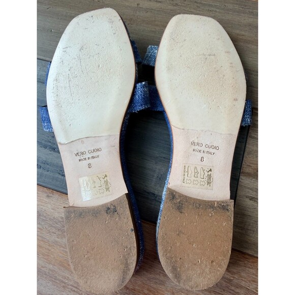 Bruno Magli Made in Italy Blue Denim Slide Sandals Size 8 Item $275 - Picture 7 of 10